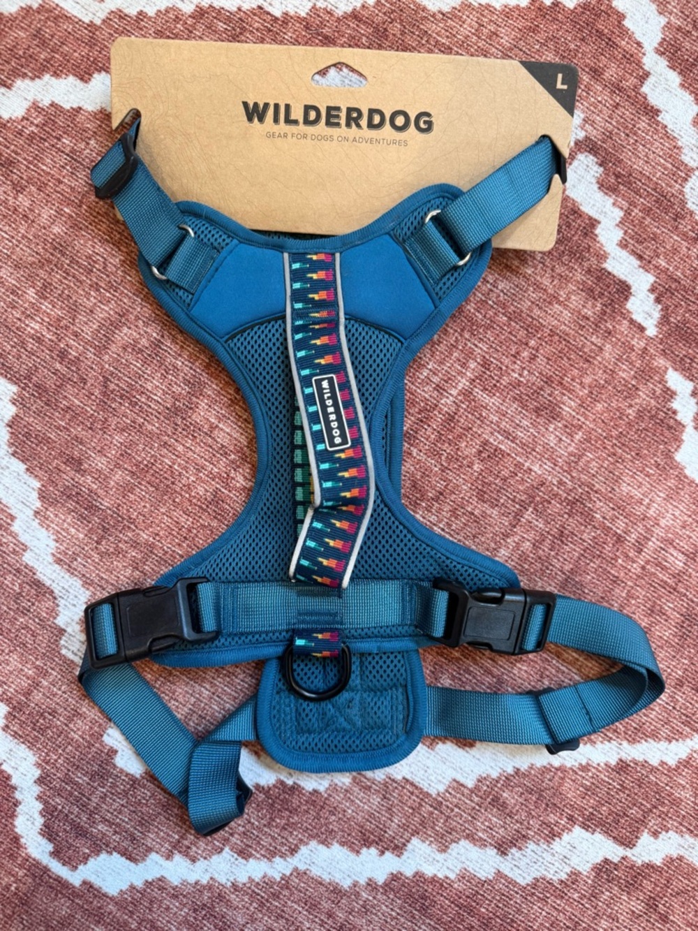 Wilderdog Teal Dog Harness with Colorful Accent - Large